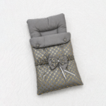 China Velvet Baby Sleeping Bag – Grey Gold with Bow Detail
