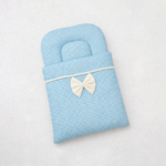 Cotton Fabric Baby Sleeping Bag with Neck Pillow – Bow Design