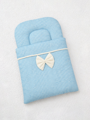 Cotton Fabric Baby Sleeping Bag with Neck Pillow – Bow Design