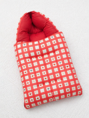 China Velvet Hooded Baby Sleeping Bag – Red Checkered